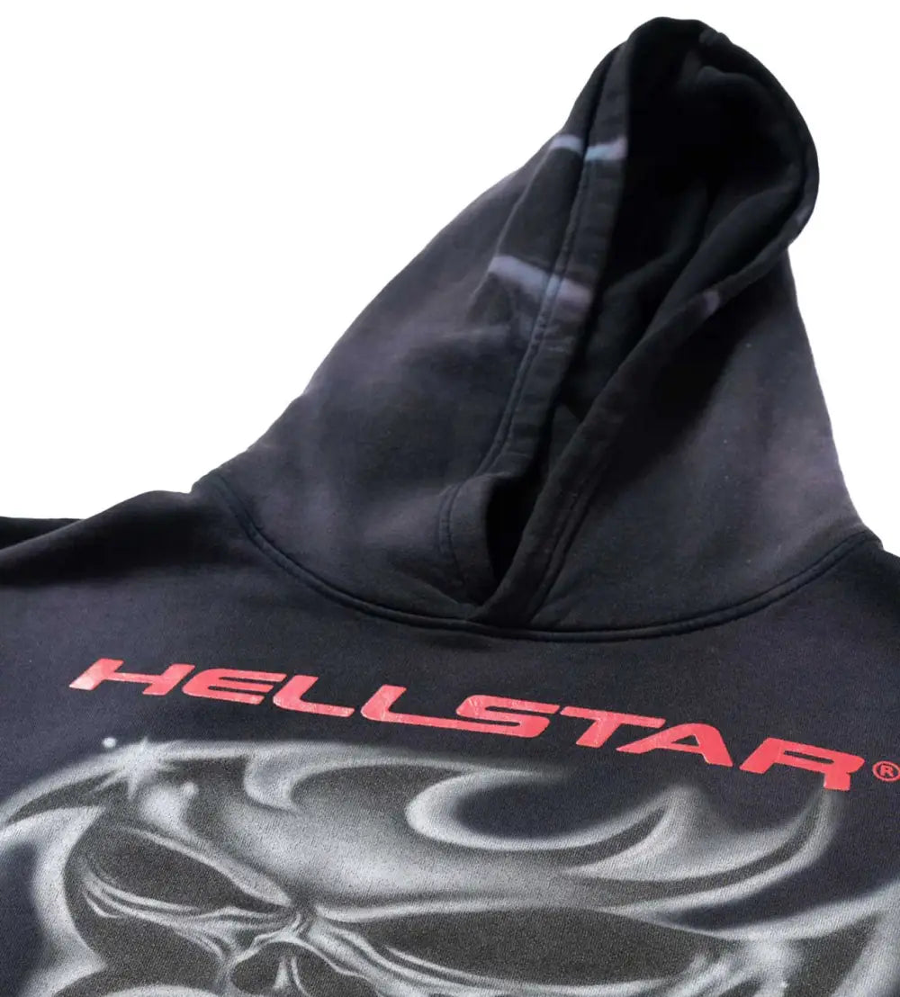Hellstar Airbrushed Skull Hoodie Black