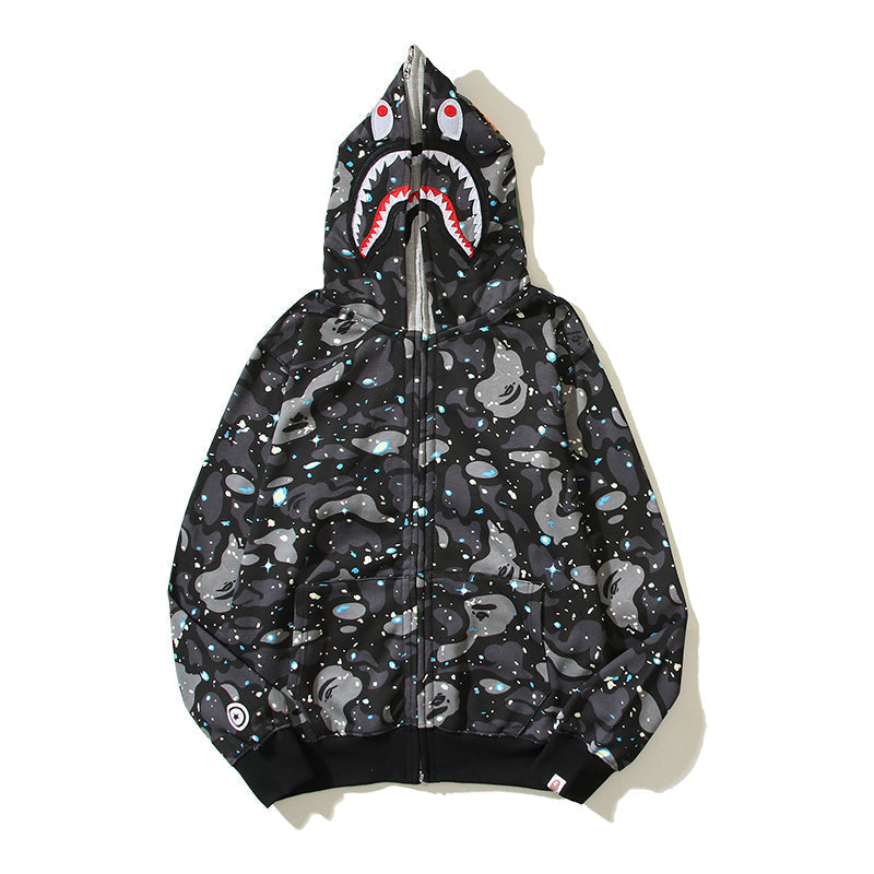 Galaxy Designer Shark Full Zip Up Unisex Y2K Style Streetwear Made with High-Quality Material