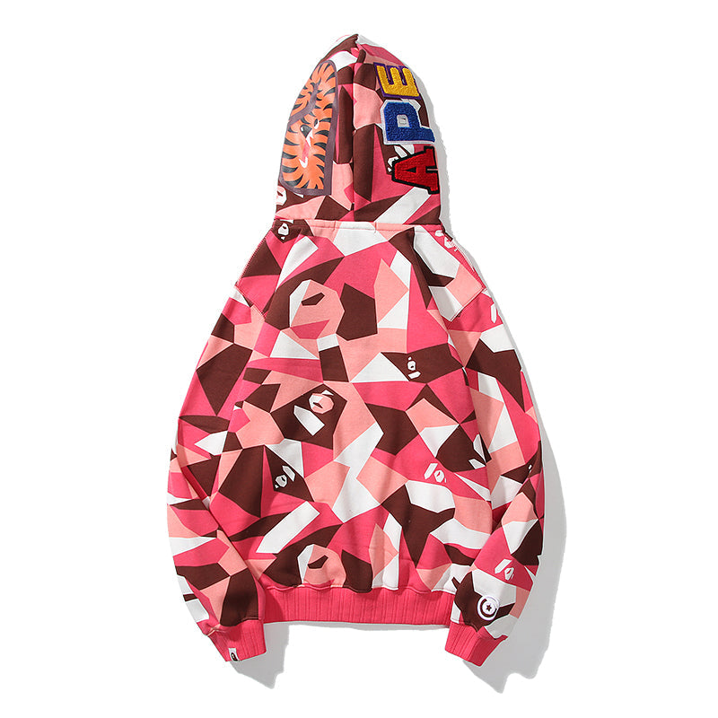 Geometric Designer Shark Full Zip Up Unisex Y2K Style Streetwear Crafted with High-Quality Material