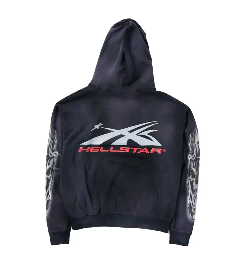 Hellstar Airbrushed Skull Hoodie Black