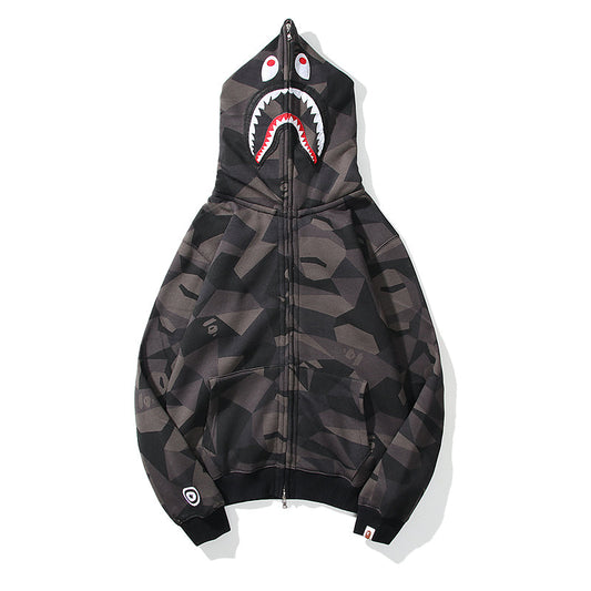 Geometric Designer Shark Full Zip Up Unisex Y2K Style Streetwear Crafted with High-Quality Material