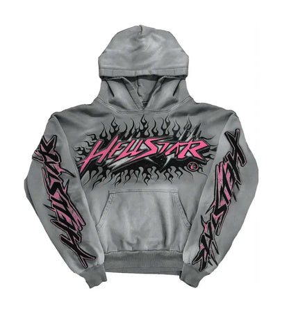 Hellstar Studios Future Flame Hoodie Grey/Pink