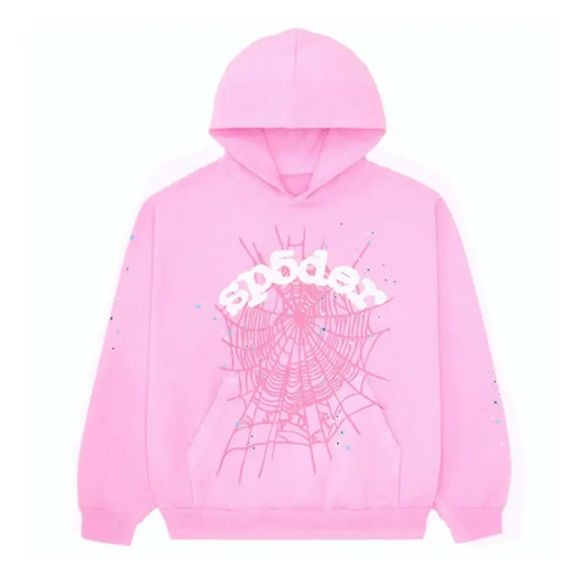 Sp5der Logo Web Pink Hoodie