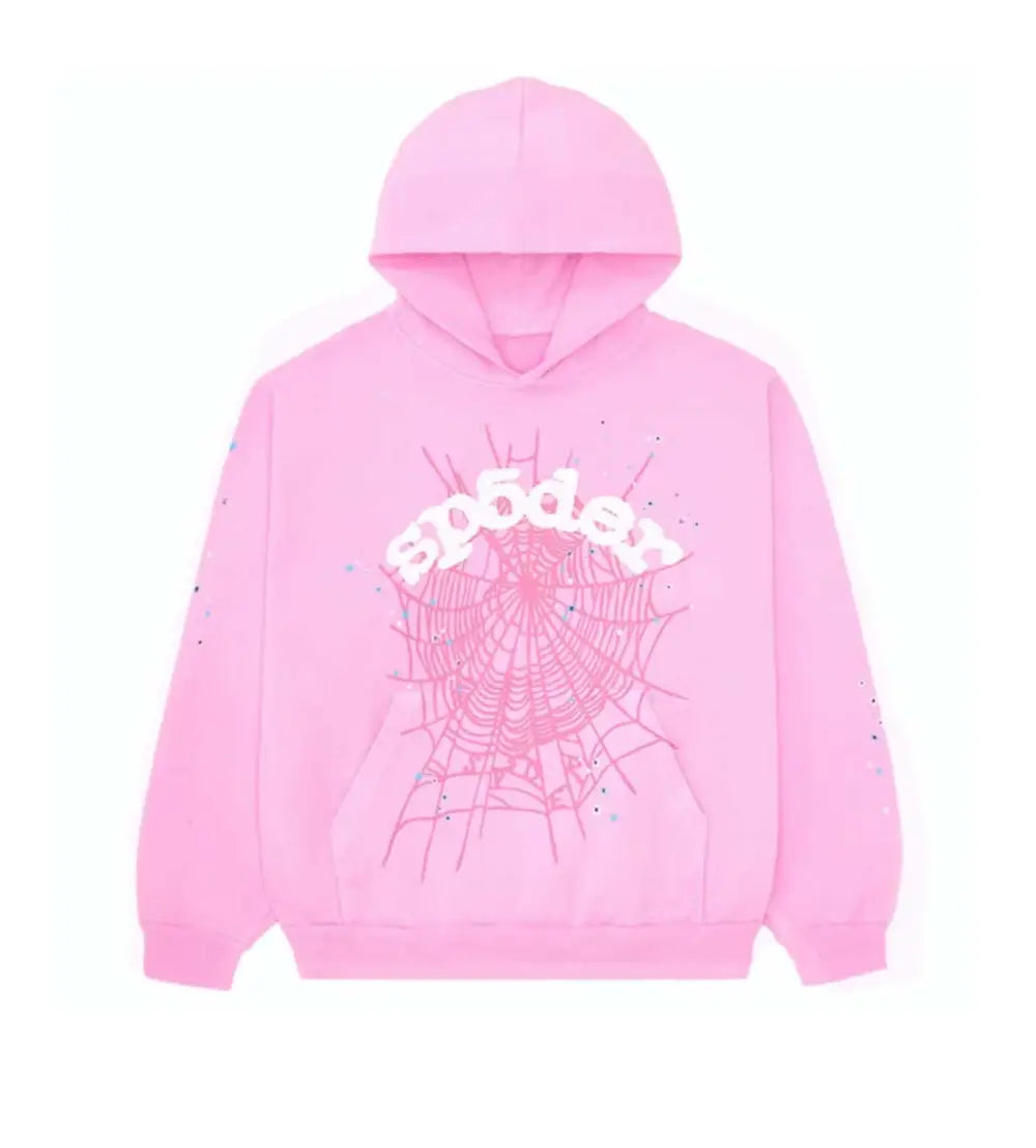 Sp5der Logo Web Pink Hoodie
