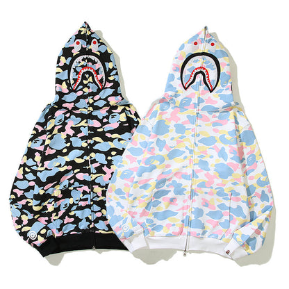 Colorful Designer Shark Full Zip Up Unisex Y2K Style Streetwear Made with High-Quality Material