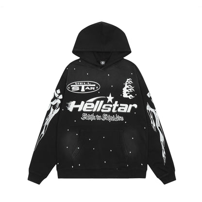 Hellstar Black Dotted Unisex Pullover Hoodie – Elevate Your Casual Look with Effortless Comfort