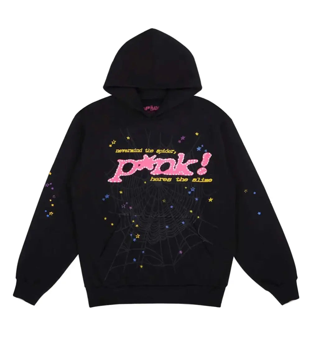 Sp5der P*nk Black Hoodie/Pants (2-Piece)