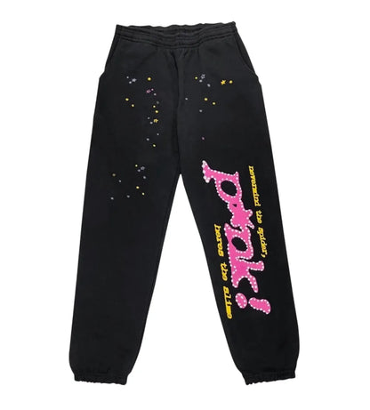 Sp5der P*nk Black Hoodie/Pants (2-Piece)
