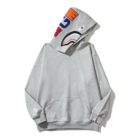 Solid Color Designer Shark Pullover Hoodie – Y2K Style Streetwear Made with High-Quality Material