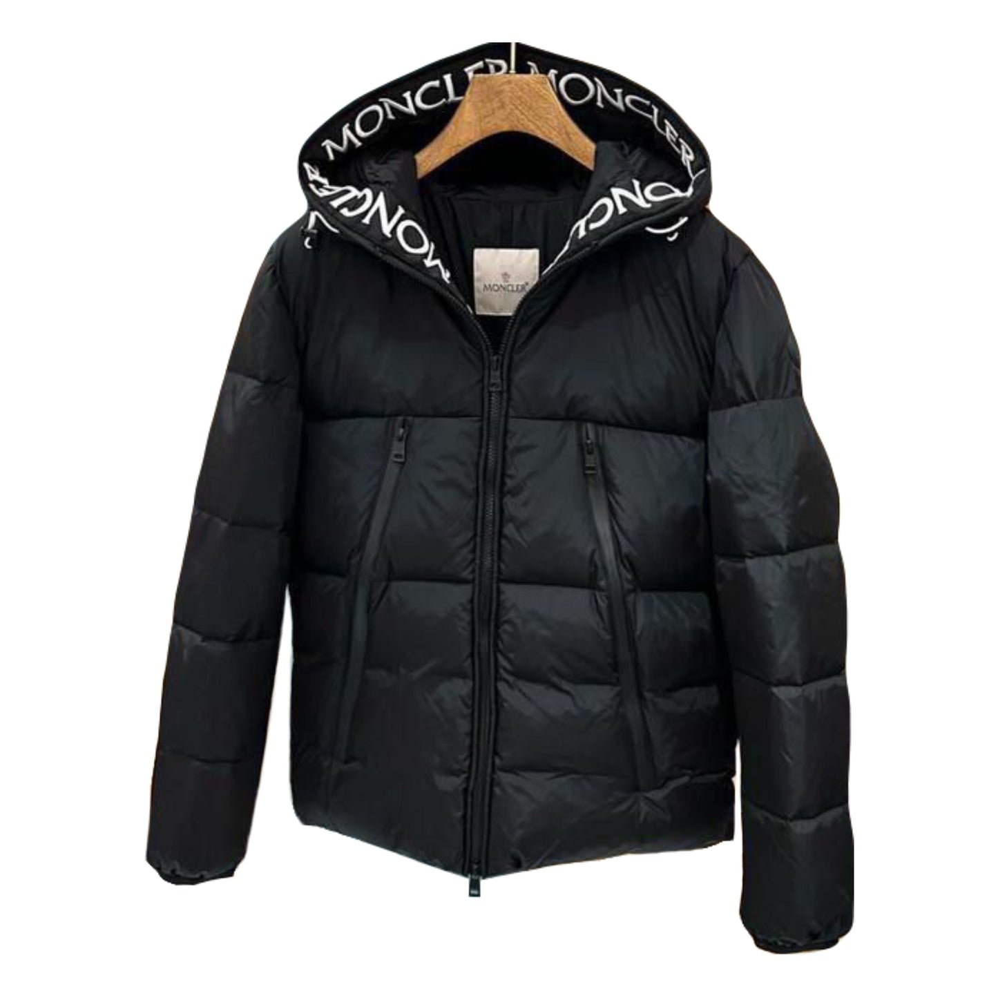 Moncler Men's Black Hooded Puffer Jacket - Stylish Insulated Coat with Logo Lining
