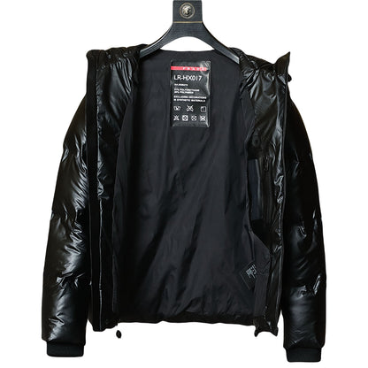 Men's Puffer Jacket with Red Line - Warm Insulated Jacket for Cold Weather