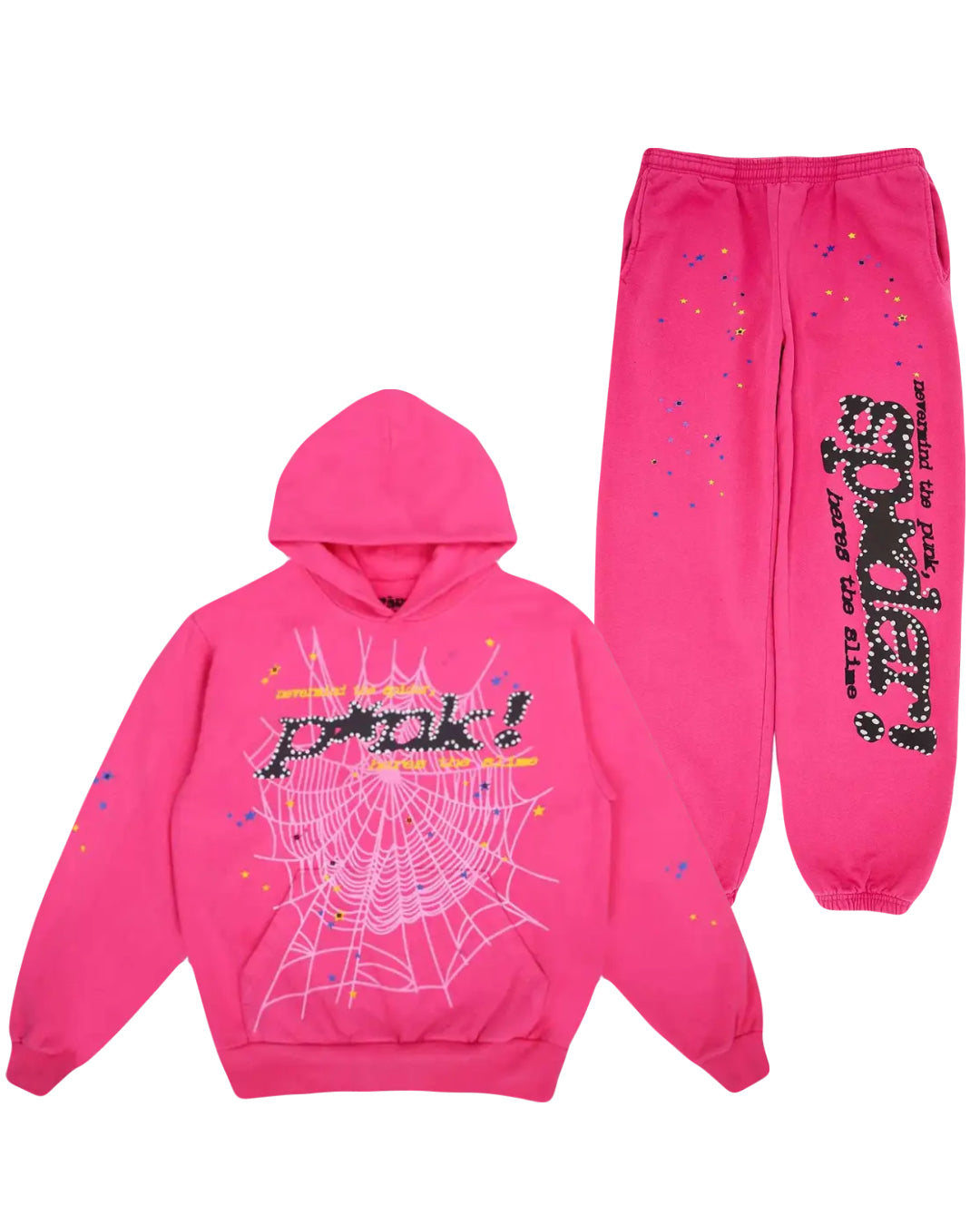 Sp5der P*nk Web Pink Hoodie/Pants (2-Piece)