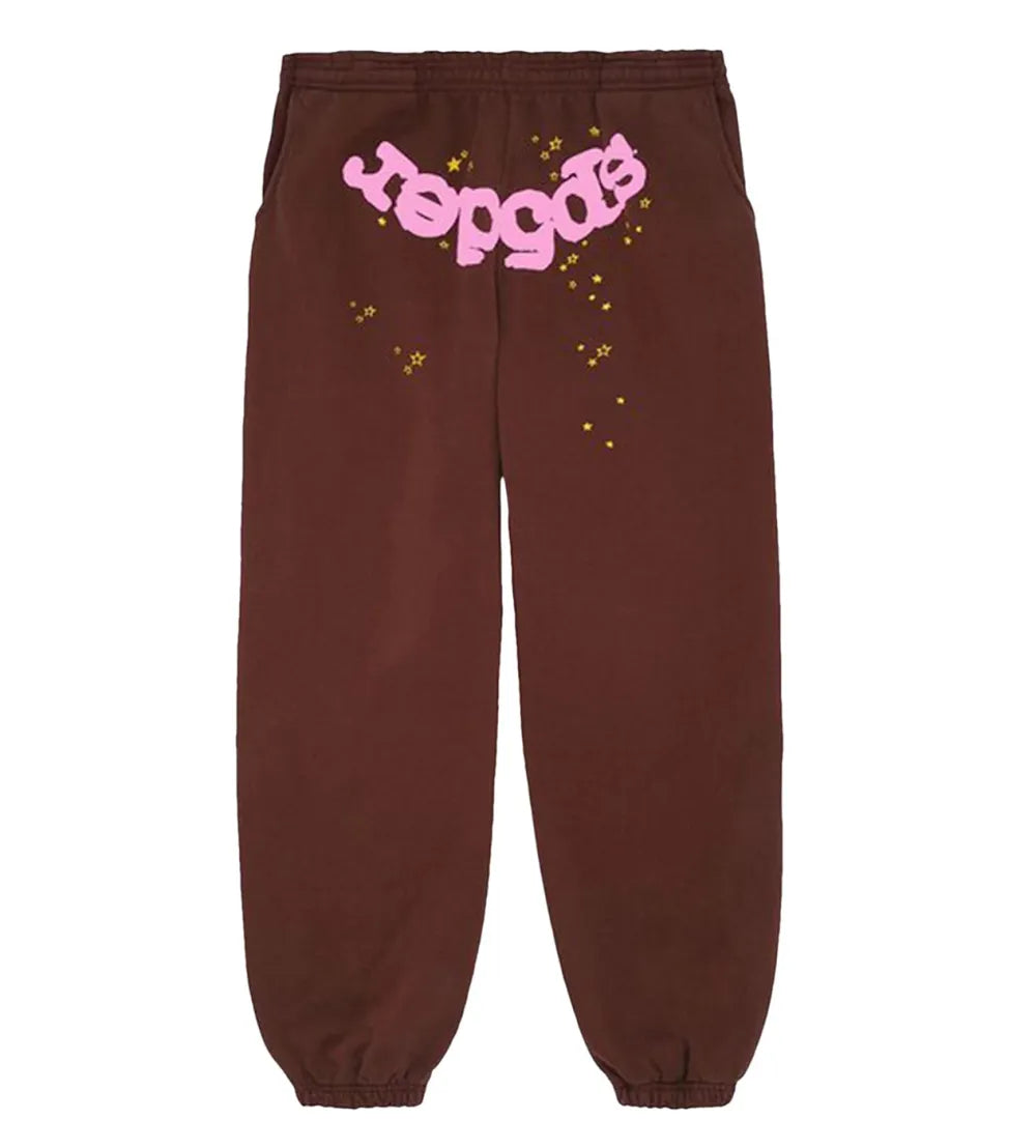 Sp5der Web Logo Brown Hoodie/Pants (2-Piece)