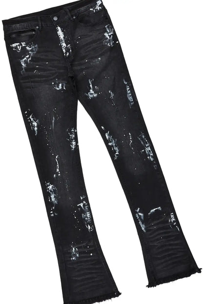 Tally Black T-Shirt/Stacked Flare Jean Set (2-Piece)