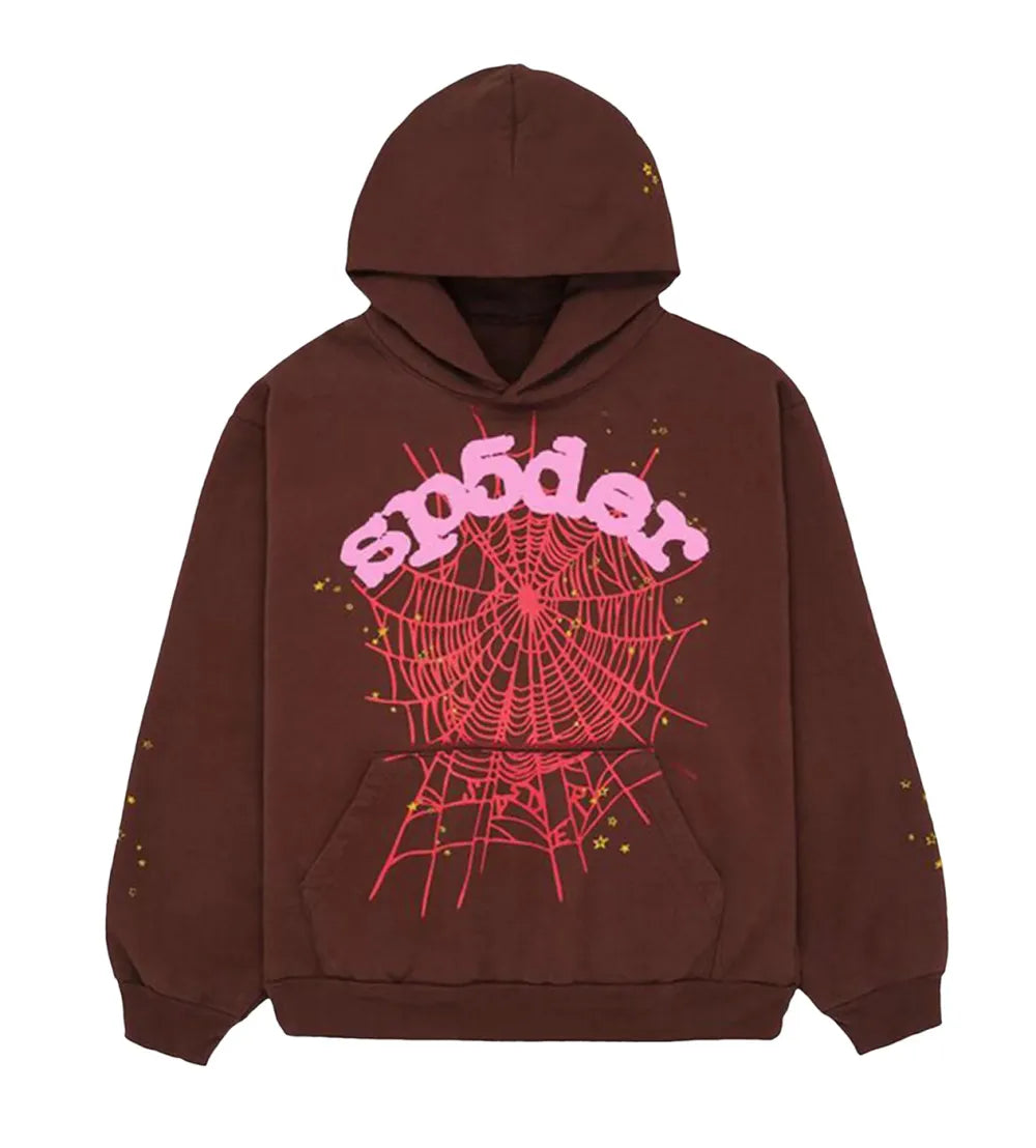 Sp5der Web Logo Brown Hoodie/Pants (2-Piece)