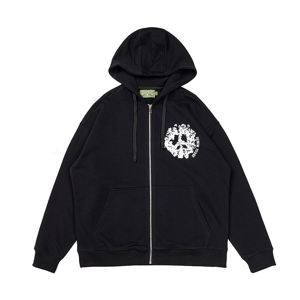 Denim Tears University Zip Up Hoodie Black