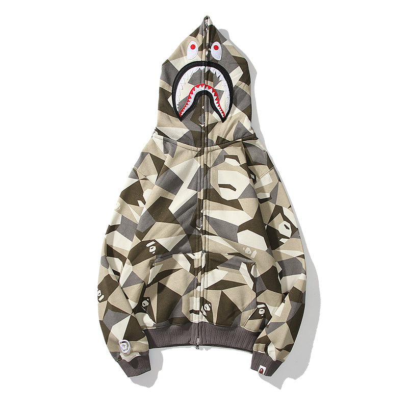 Geometric Designer Shark Full Zip Up Unisex Y2K Style Streetwear Crafted with High-Quality Material