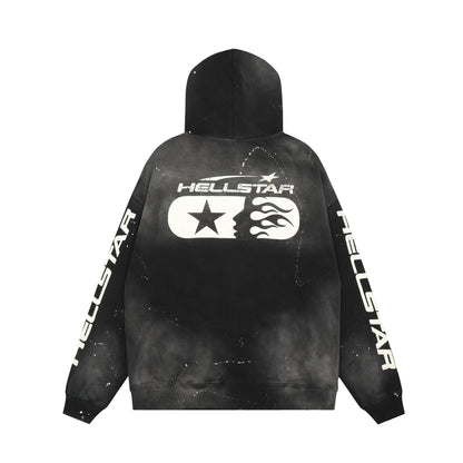 Hellstar Hoodie/Shorts Dripped Noir Unisex Studios Zip Up – Edgy Style with an Artistic Flair