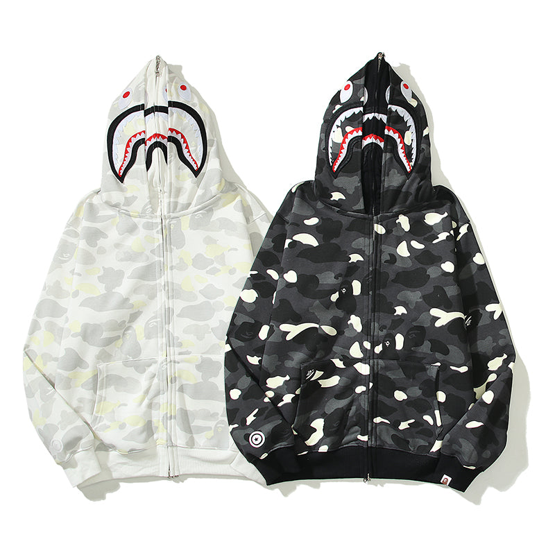 Glow In The Dark Designer Shark Full Zip Up Unisex Y2K Style Streetwear Made with High-Quality Material