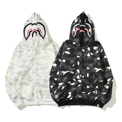 Glow In The Dark Designer Shark Full Zip Up Unisex Y2K Style Streetwear Made with High-Quality Material
