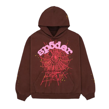 Sp5der Web Logo Hoodie Brown