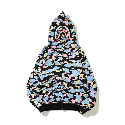 Colorful Designer Shark Full Zip Up Unisex Y2K Style Streetwear Made with High-Quality Material