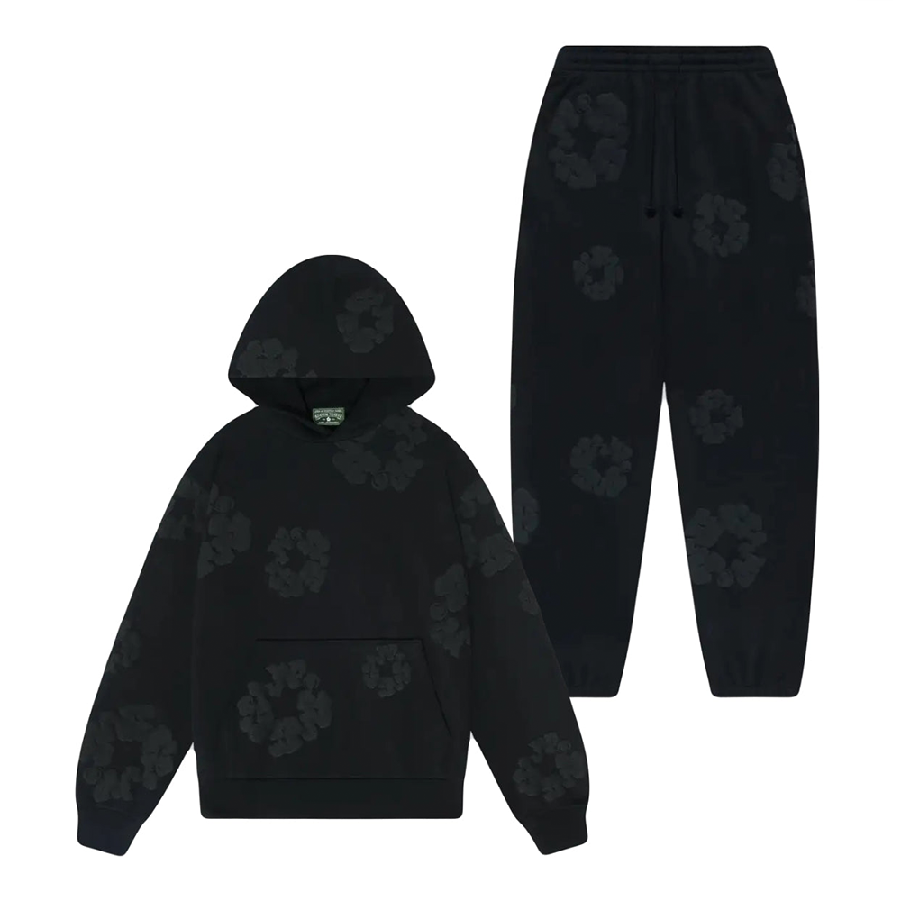 Denim Tears Cotton Wreath Black Monochrome Hoodie/Pants (2-Piece)