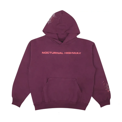 Sp5der Nocturnal Highway Hoodie Dark Purple