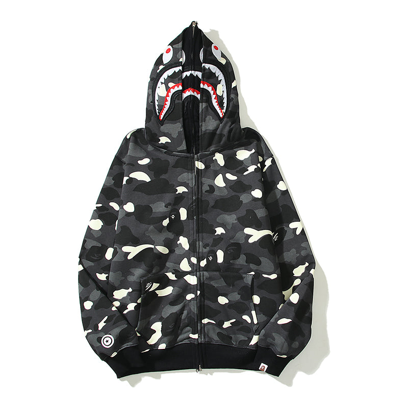 Glow In The Dark Designer Shark Full Zip Up Unisex Y2K Style Streetwear Made with High-Quality Material