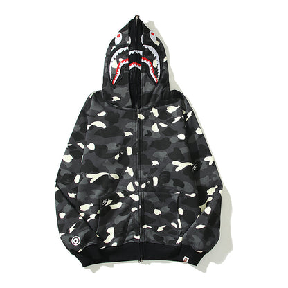 Glow In The Dark Designer Shark Full Zip Up Unisex Y2K Style Streetwear Made with High-Quality Material