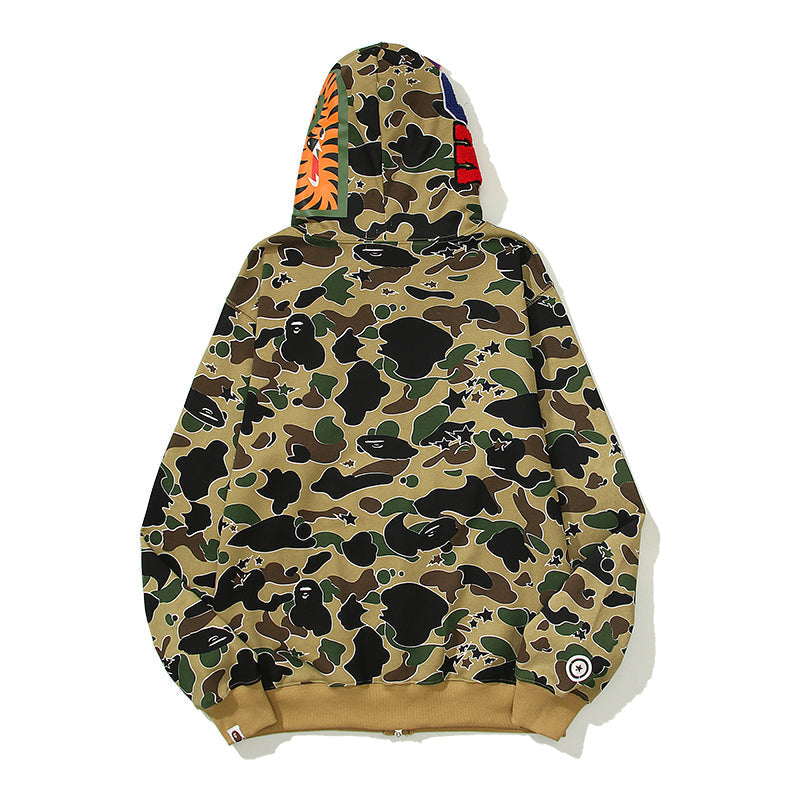 Classic Camo Designer Shark Full Zip Up Unisex Y2K Style Streetwear Made with High-Quality Material