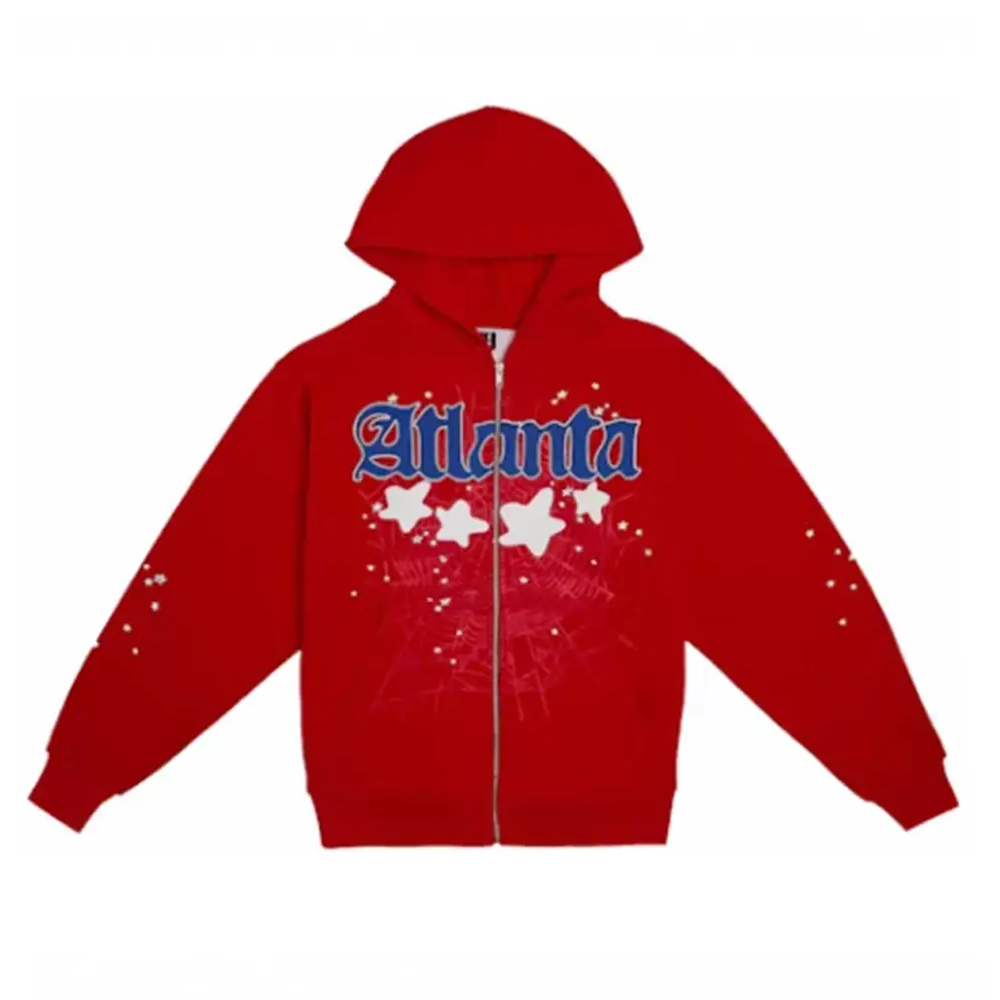 Sp5der Red Atlanta Zip Up Hoodie
