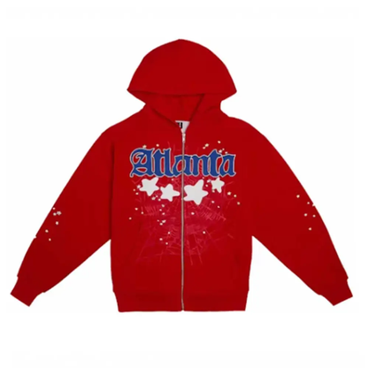 Sp5der Red Atlanta Zip Up Hoodie
