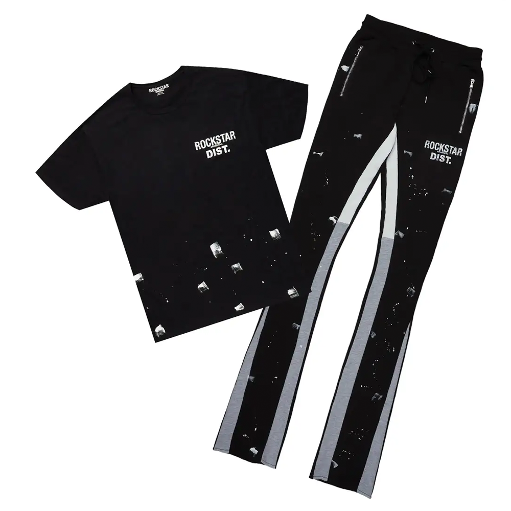 Raffer Black T-Shirt Super Stacked Flare Track Set (2-Piece)