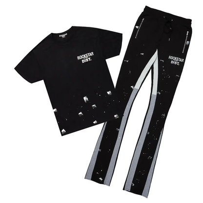 Raffer Black T-Shirt Super Stacked Flare Track Set (2-Piece)