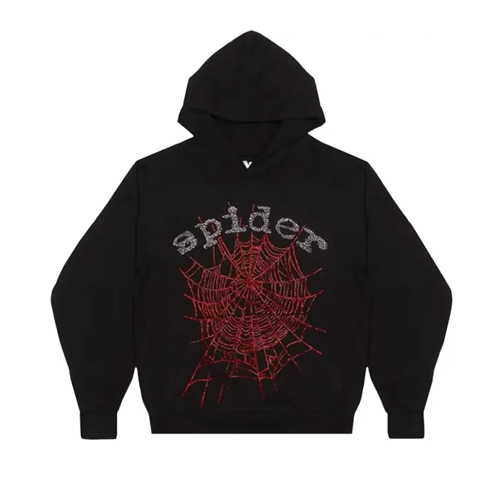 Sp5der OG Rhinestone Hoodie Black