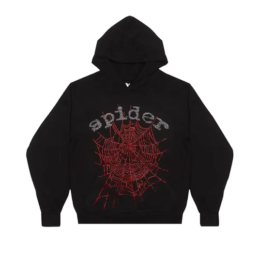 Sp5der OG Rhinestone Hoodie Black