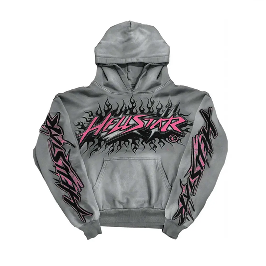 Hellstar Studios Future Flame Hoodie Grey/Pink